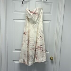 White House Black Market Strapless dress size 8. Ivory and pink. Brand new w tag